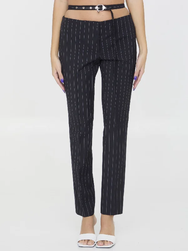 Pinstriped Pants Fashionable Jogger Pants