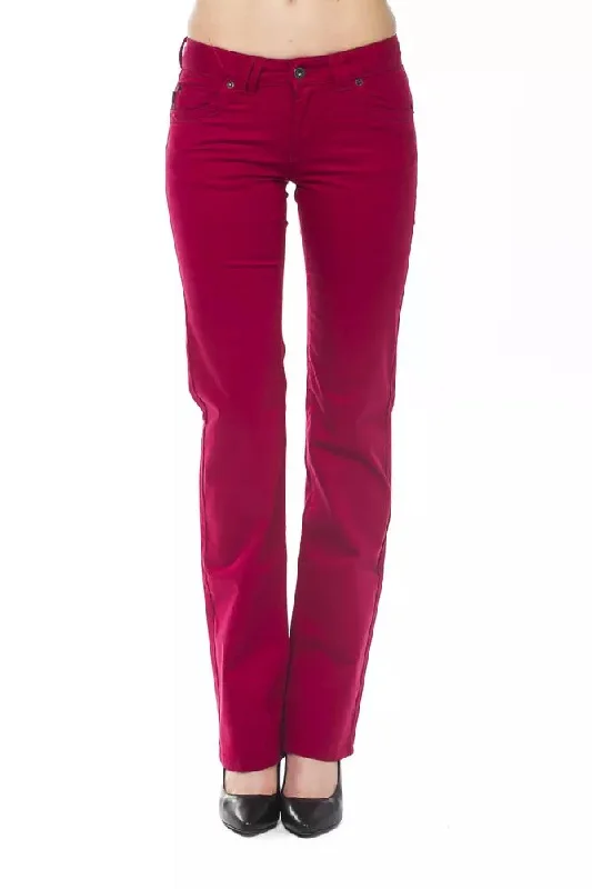 Red Cotton Women Pants Comfortable Fleece Pants