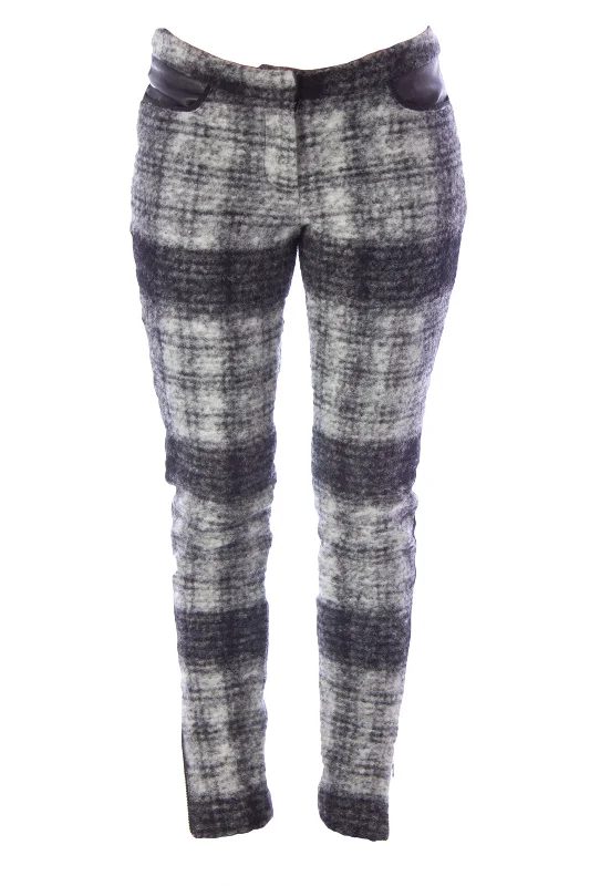 REBECCA MINKOFF Women's Grey Check Skinny Zip Nicholas Pants Sz 0 $398 NWT Comfortable Fleece Pants