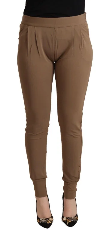 Scervino Street  Viscose Mid Waist Slim Tape Women's Pants Casual Skinny Fit Pants
