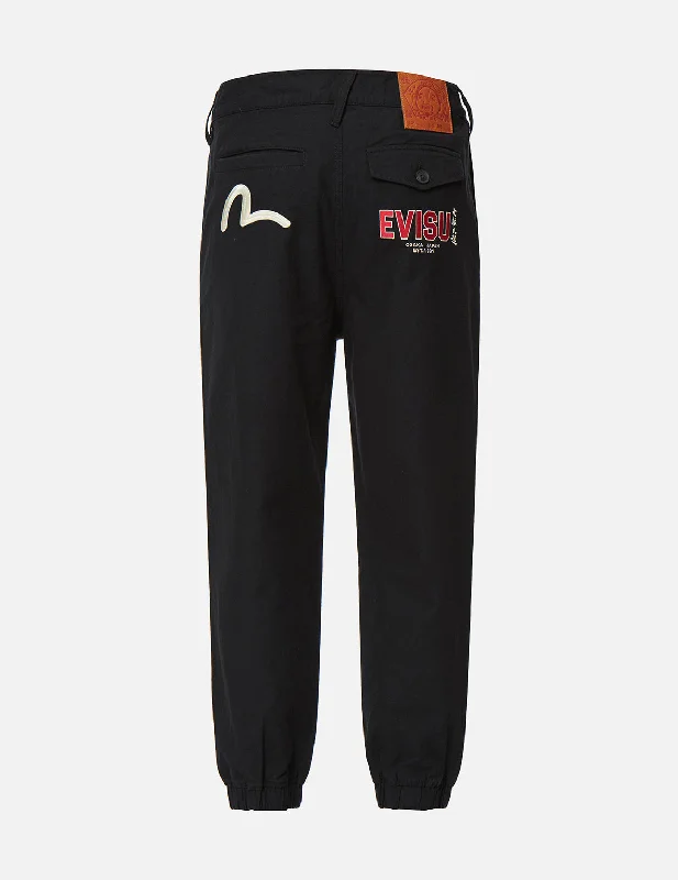 Seagull and Logo Embroidery Woven Jogger Pants Classic Cropped Pants