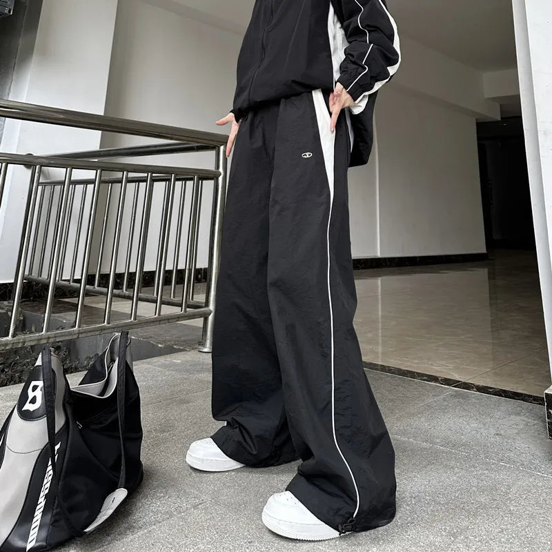 Women Casual Joggers Pants Fashion Streetwear Oversized Sports Wide Leg Pants Elegant Wool Trousers