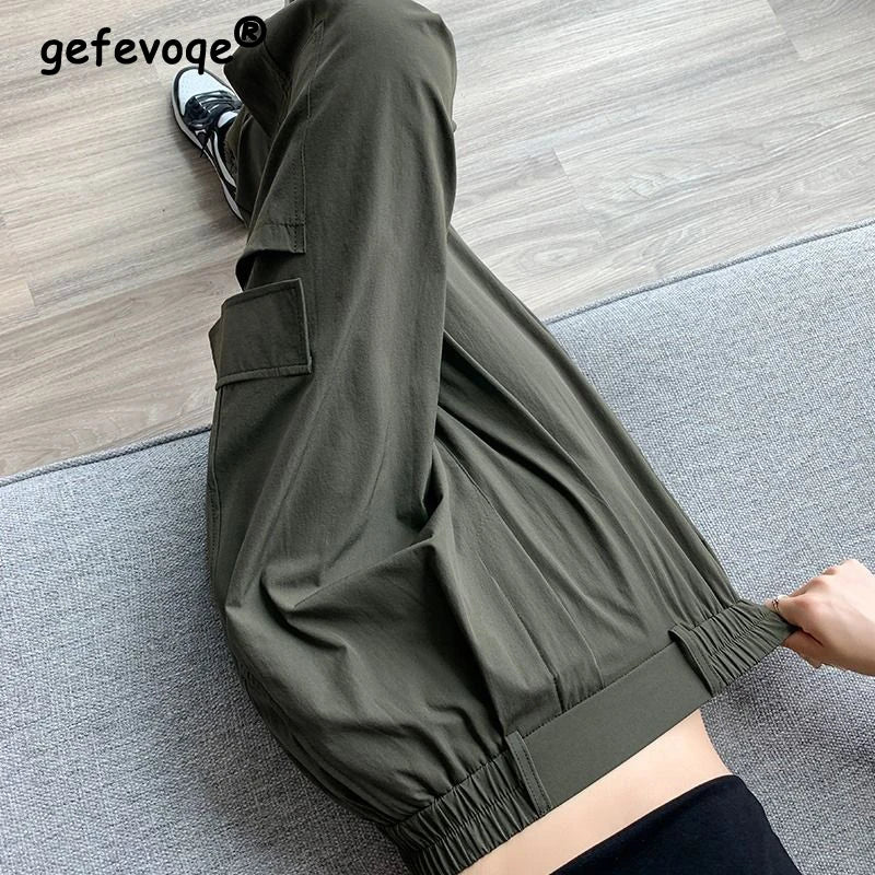 Women Clothes Summer Trendy Streetwear Harajuku Y2K Cargo Pants Casual Skinny Fit Pants