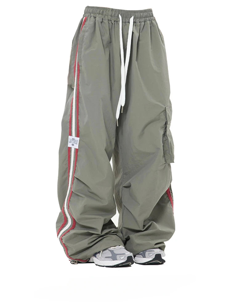 Y2K Women Streetwear Techwear Vintage Cargo Korean Oversized Parachute Pants Comfortable Fleece Pants