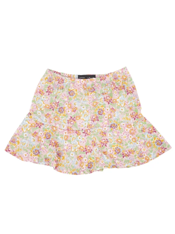 Women's Floral Printed Skirt,Multi button skirt front