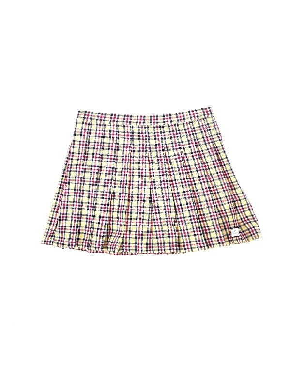 Women's Plaid Skirt,Yellow elastic waist skirt