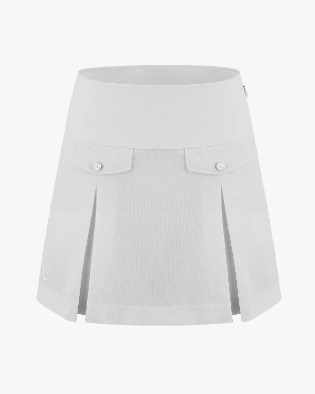 A-line double lining pocket pleated skirt - Grey cashmere skirt rich