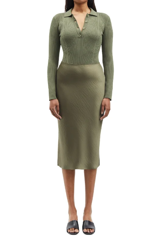 Agneta Skirt in Olive chiffon skirt flowing