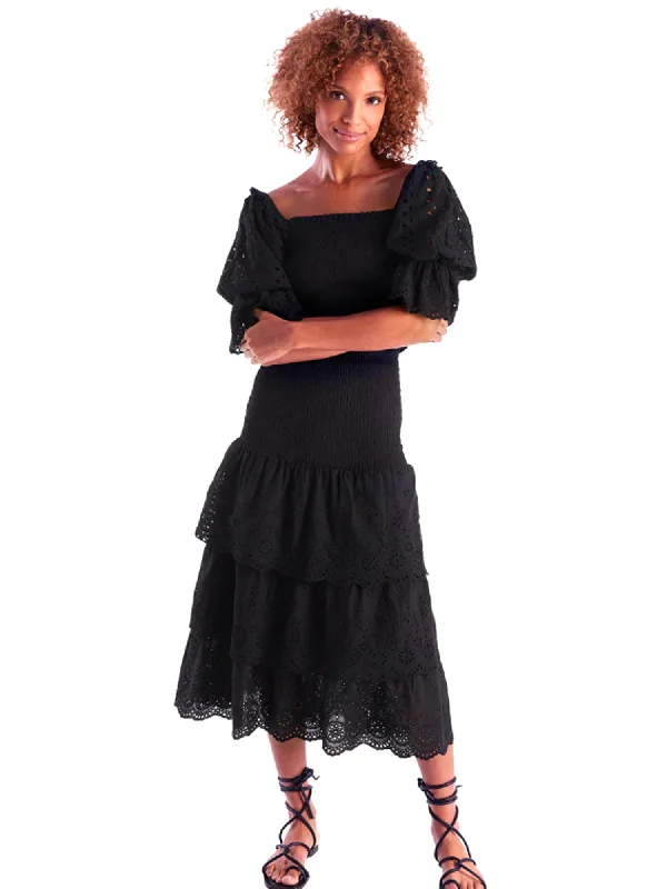 Allison Dani Eyelet Midi Skirt chiffon skirt lightweight