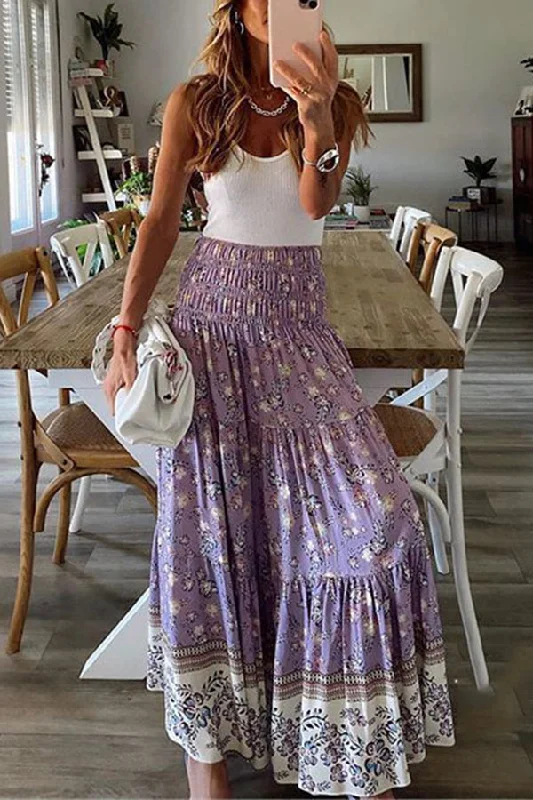 Lilipretty An Extra Day Boho Floral Maxi Skirt silk skirt sleek