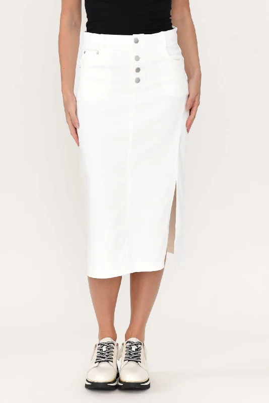 Astille White Cotton Blend Skirt linen skirt light