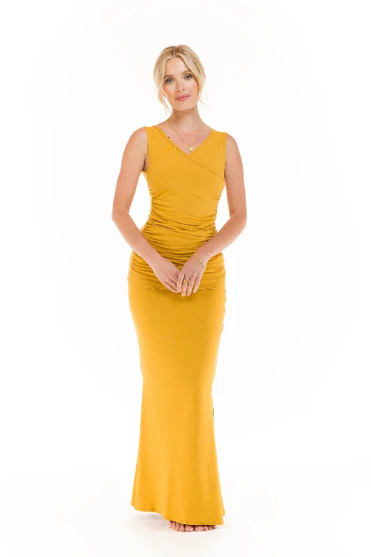 SIDE SLIT SKIRT TIBETAN YELLOW tiered skirt playful
