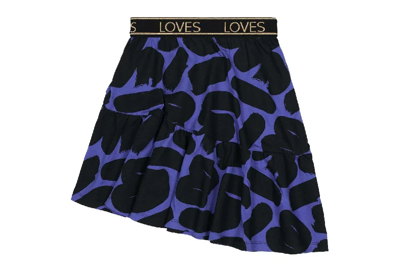 BEAU LOVES TRUE BLUE BRUSHSTROKES ASYMMETRIC SKIRT corduroy skirt comfortable