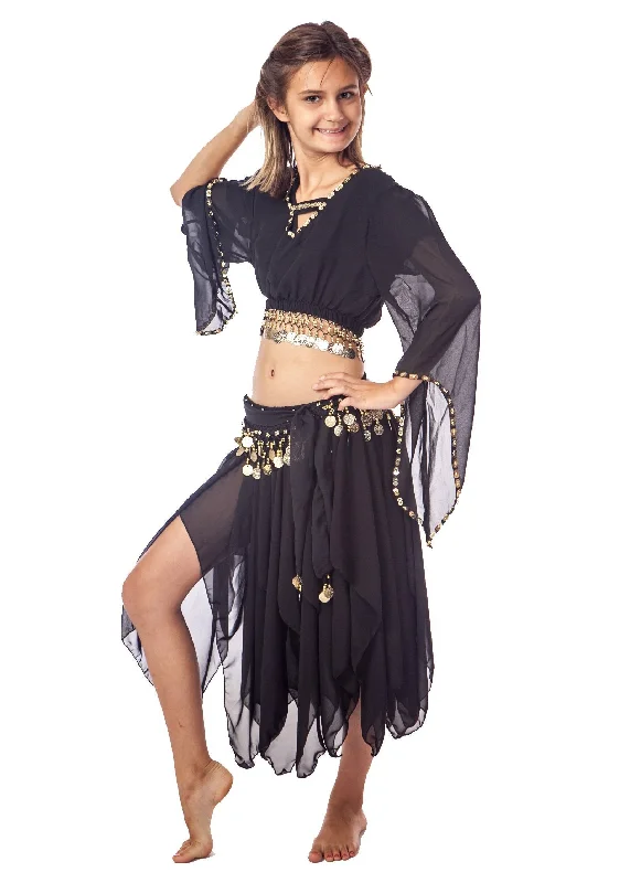 Belly Dance Child Coin Top with Long Skirt & Hip Scarf | JUST DREAMING summer skirt style