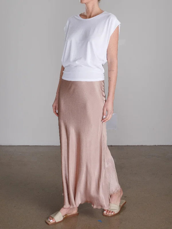 Bernie Skirt in Vintage Satin - Nude velvet skirt luxurious