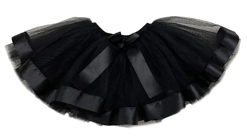 Black Wide Ribbon Tutu Skirt high slit skirt