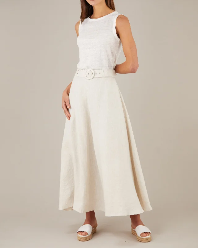 Bridgette Linen Maxi Skirt - Natural leather skirt bold