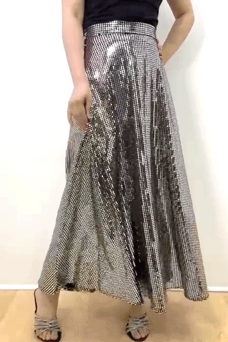 C3378 SKIRT (XL, XXL, XXXL) silk skirt elegant