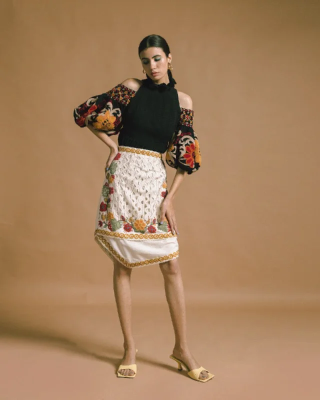 Chandrima ivory kala cotton skirt ribbed skirt waist