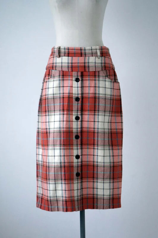 Check skirt corduroy skirt textured