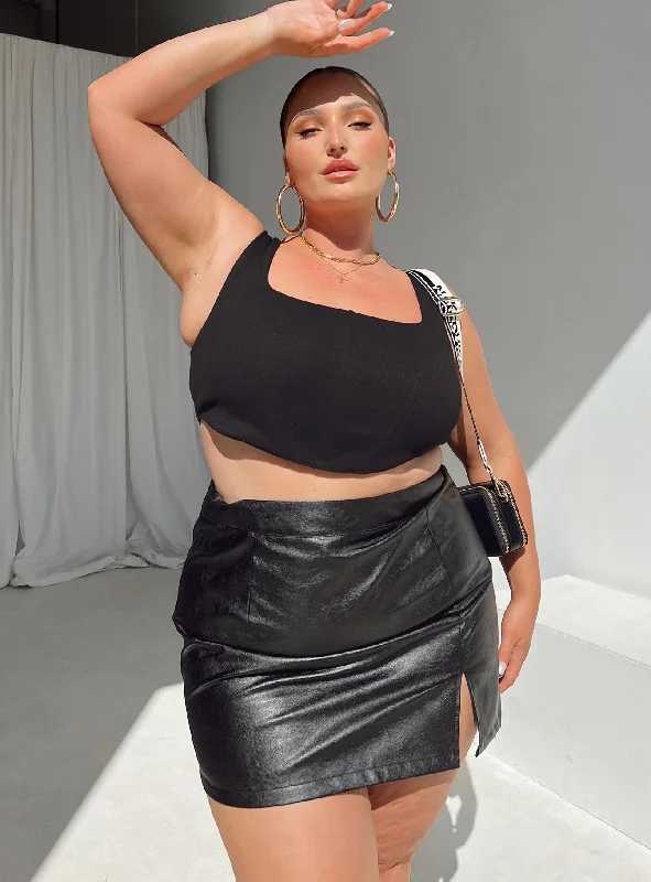 Chelsea Mini Skirt Black Curve linen skirt natural