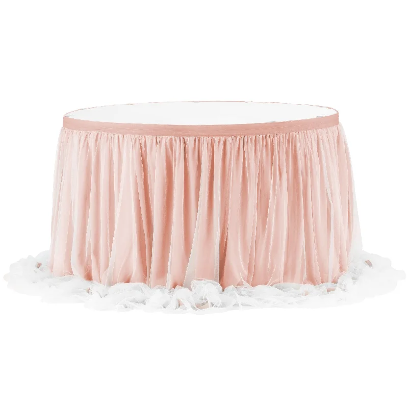 Chiffon Tulle Table Skirt Extra Long 17ft - Blush/Rose Gold boho skirt vibe