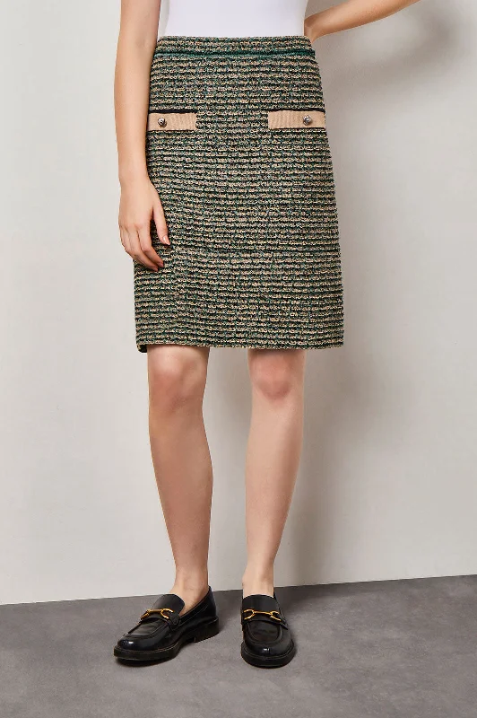 Contrast Detail Tweed Knit Pencil Skirt leather skirt sleek