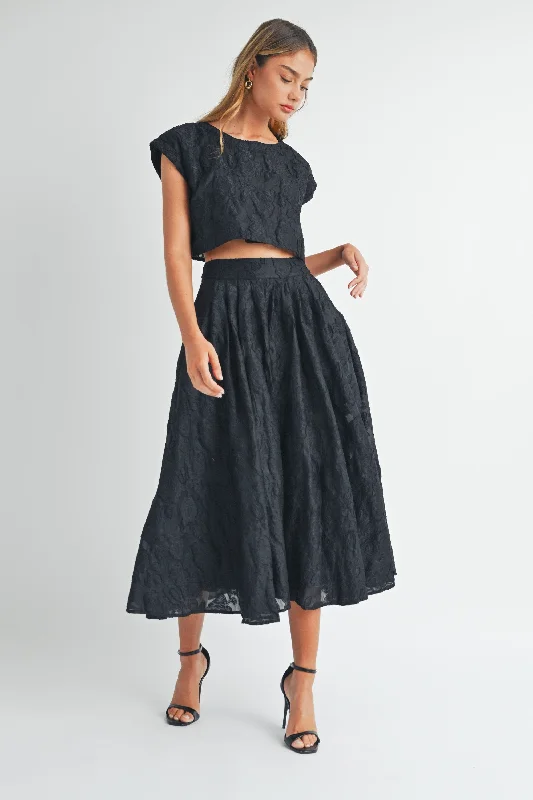 CROP TOP AND MIDI SKIRT SET asymmetrical skirt cut