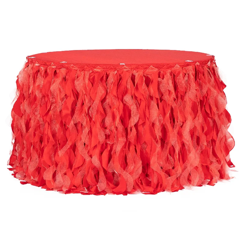 Curly Willow 17ft Table Skirt - Red corduroy skirt durable