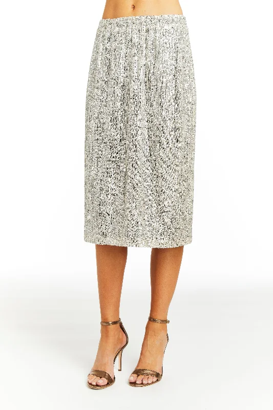 Drew Oaklynn Sequin Midi Skirt 3972 silk skirt sleek