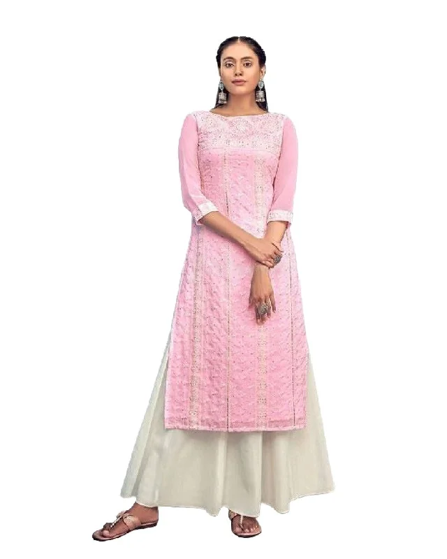 Elegant Pure Georgette Lucknowi Kurti with Cotton Skirt leather skirt bold