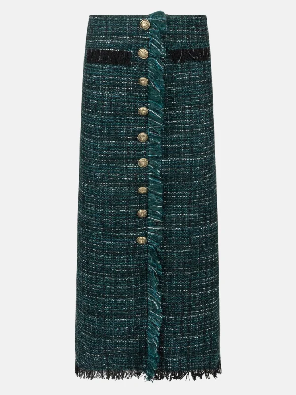 Emerald Wool Tweed Skirt seamless skirt comfort