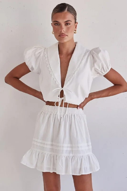 Emina Skirt (White) chiffon skirt floaty