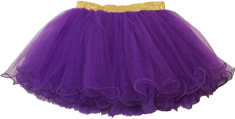 Gold Elastic Purple Tutu Skirt satin skirt smooth