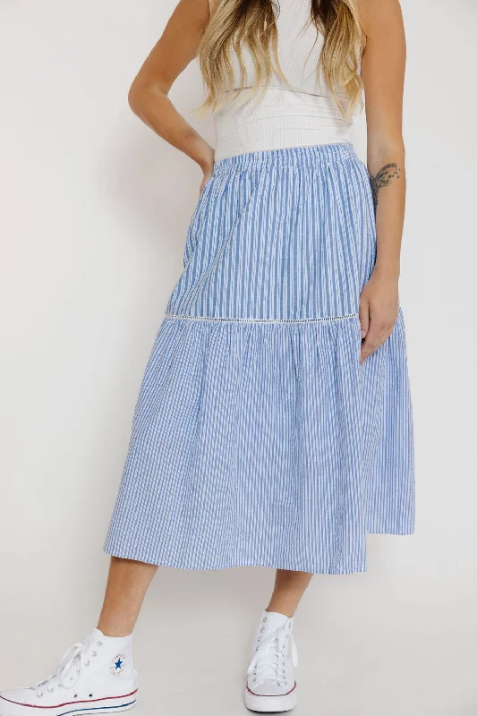 Gravity Skirt in Blue Stripe wrap skirt elegant