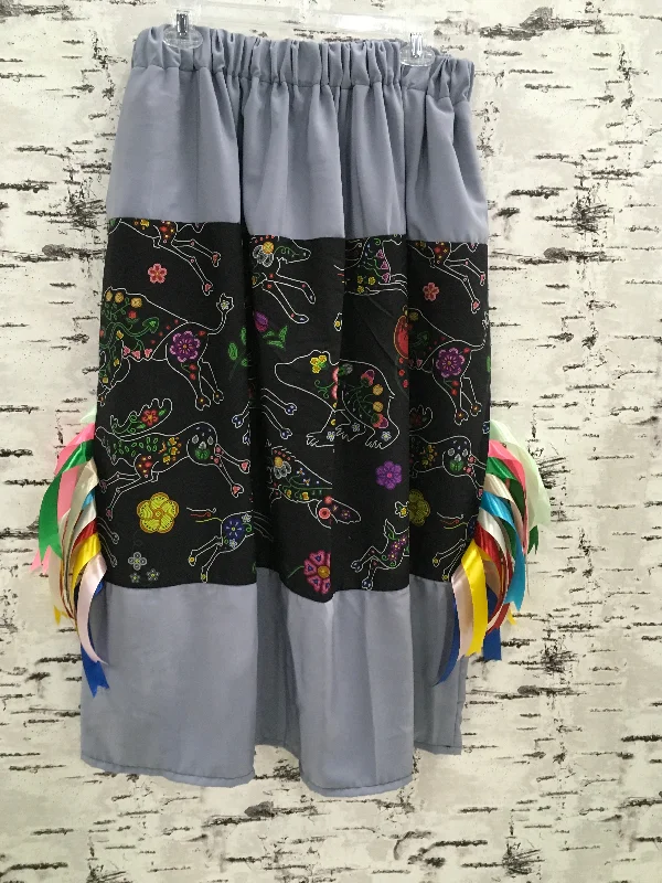 Handmade Beaded Animals Stone Blue Ribbon Skirt velvet skirt luxury