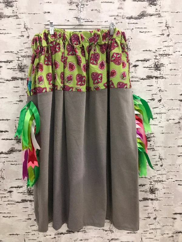Handmade Beaded Strawberries with Grey Bottom Ribbon Skirt satin skirt smooth