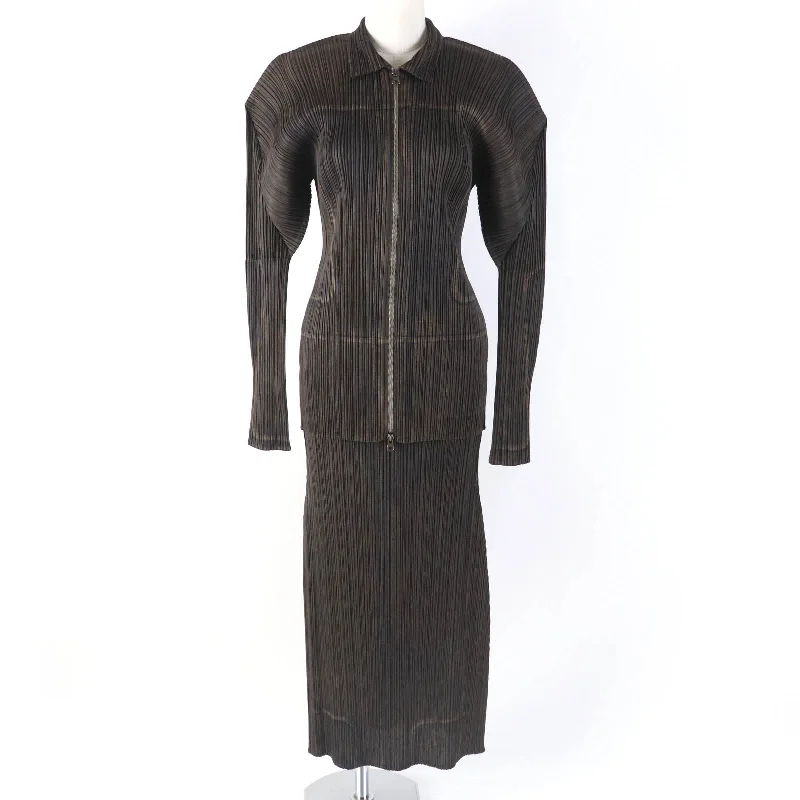 Issey Miyake Polyester Long Sleeve Skirt Set high waist skirt