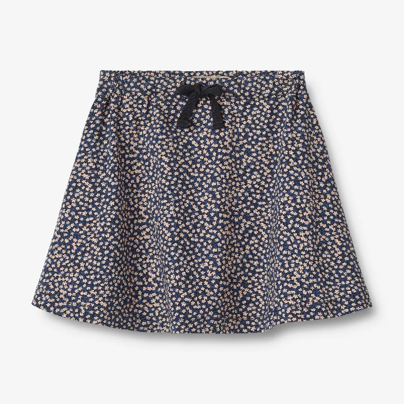 Jersey Skirt Rosie - blue flowers corduroy skirt durable