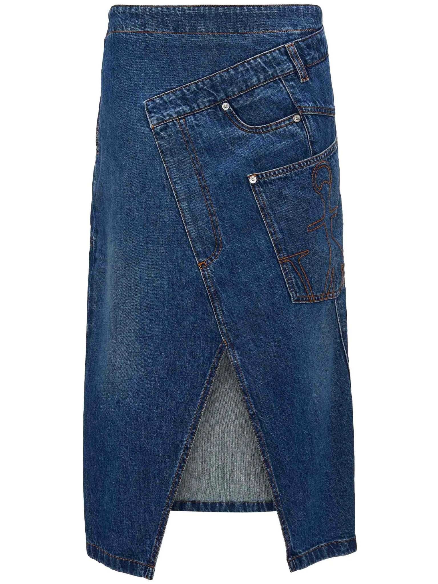 wrap-design denim skirt leather skirt refined