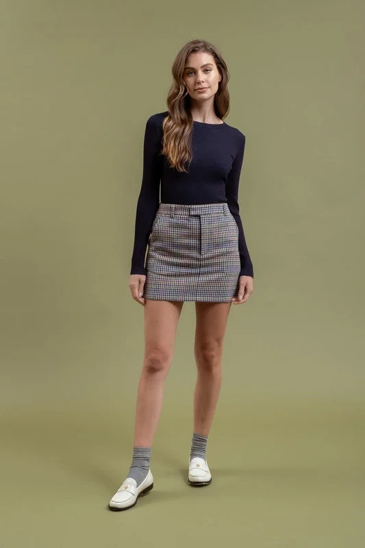 Kayla Plaid Zipper Mini Skirt lace skirt elegant