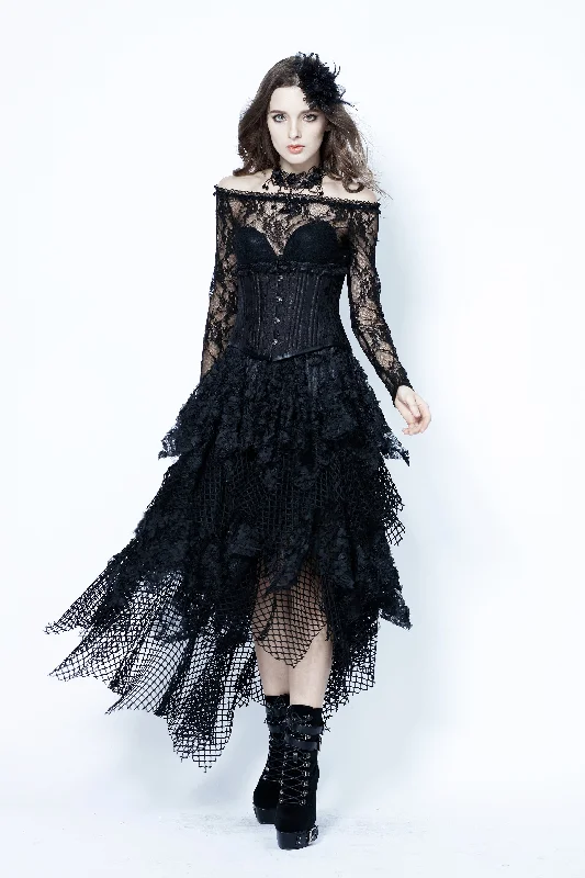 Halloween costumes Punk messy mesh and lace skirt KW106 denim skirt casual