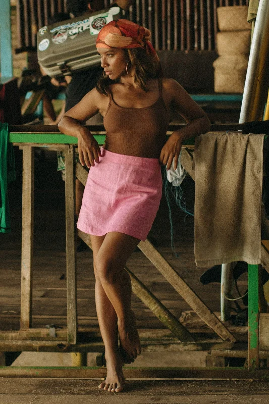Linen Mini Skirt silk skirt sleek
