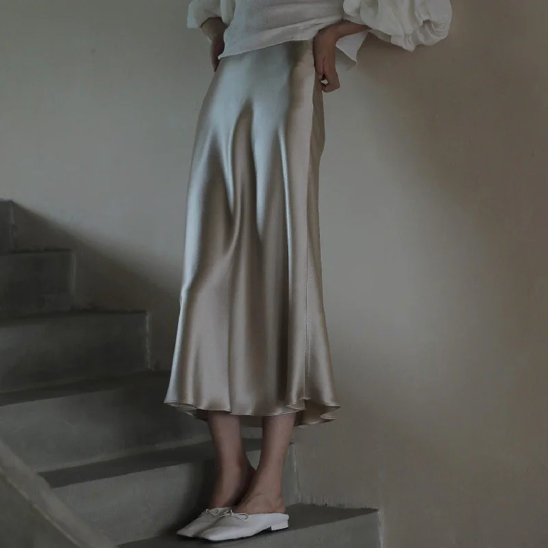 Love Affair Satin Midi Skirt wool skirt warm
