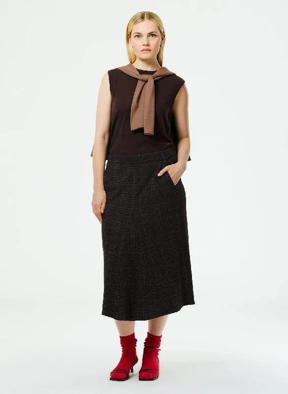 Lutz Knit Godet Midi Skirt corduroy skirt textured