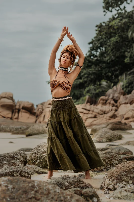 Maxi Skirt Keela Olive relaxed fit skirt