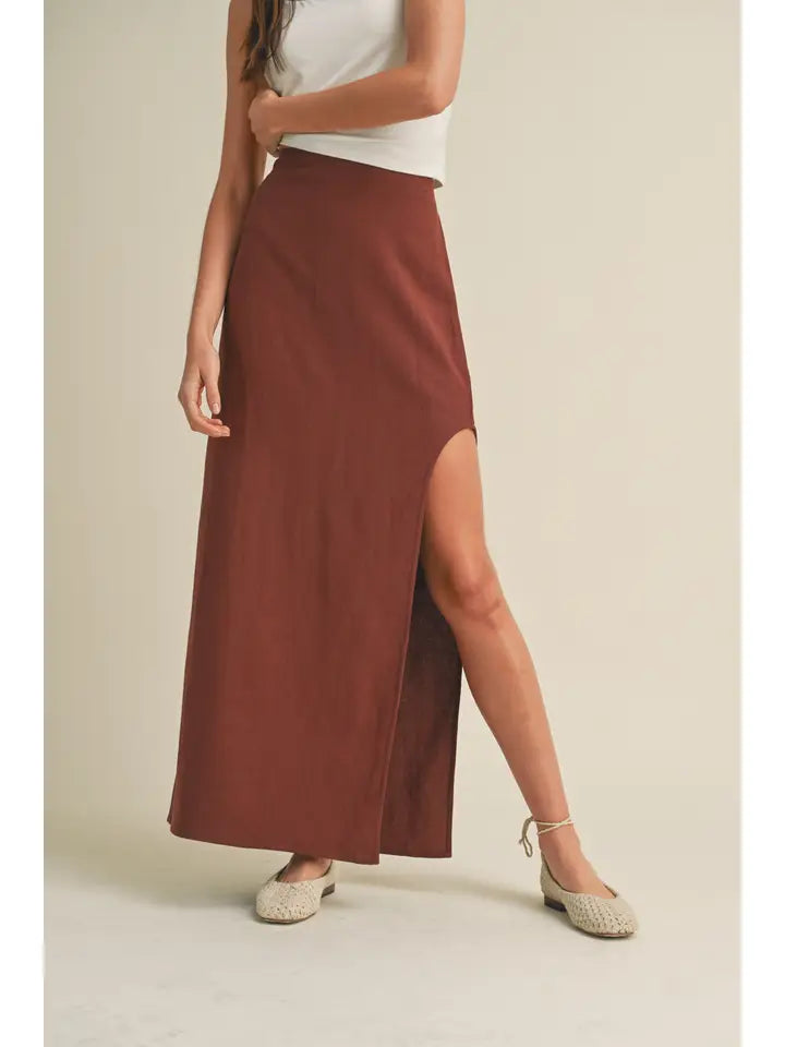 Maxi Skirt with Slit linen skirt breathable