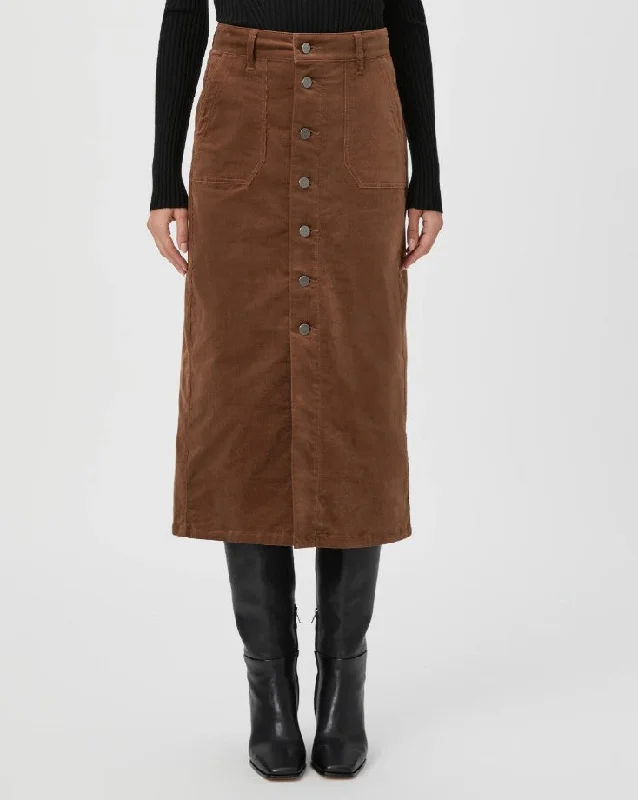 Meadow Midi Skirt - Maple Brown silk skirt sleek