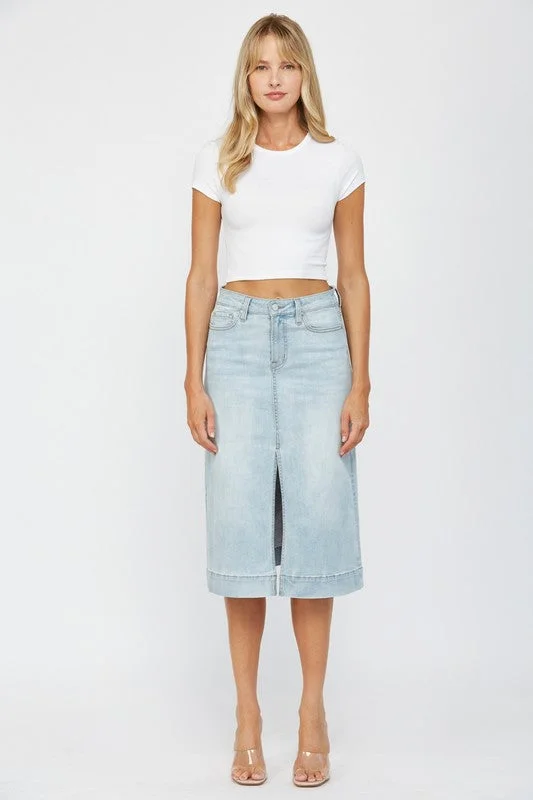 MICA DENIM | HIGH RISE A LINE SKIRT tiered skirt playful
