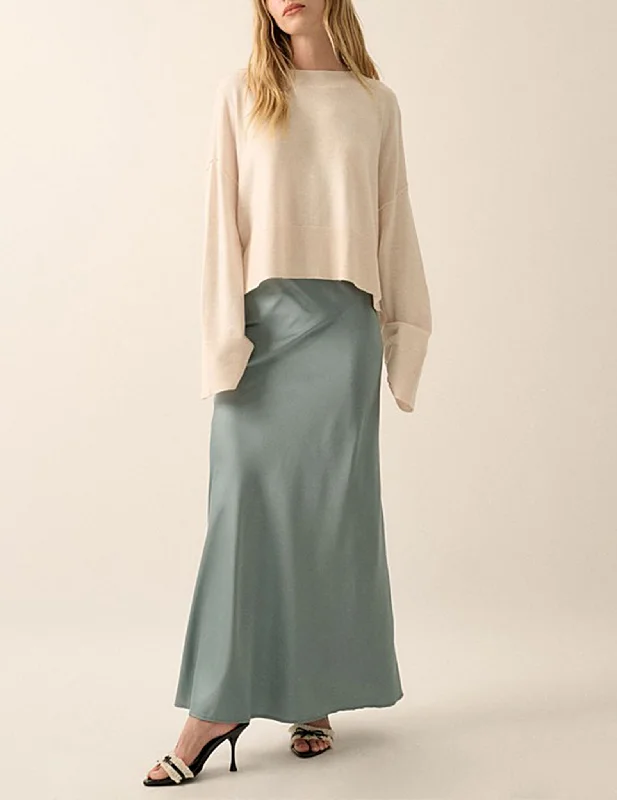Michaela Satin Bias Cut Maxi Skirt lace skirt elegant